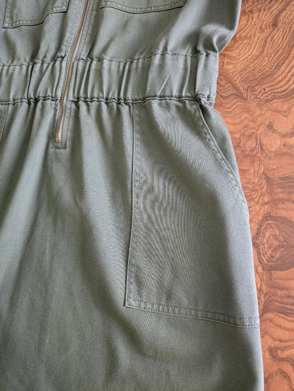J.Crew Olive Green Utility Zip-Front Mini Dress Womens Size 4 Military Chic - Picture 4 of 10
